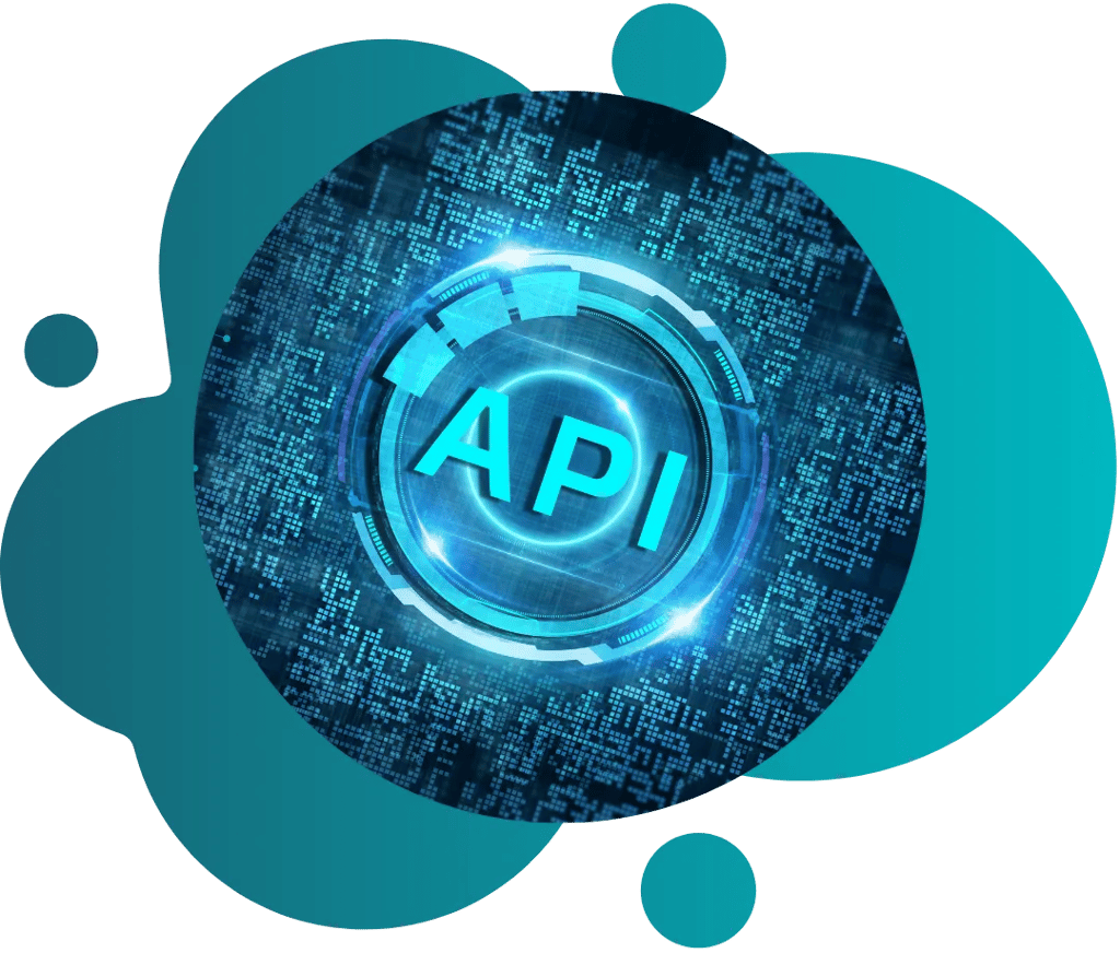 Schrift API auf türkisem Motherboard