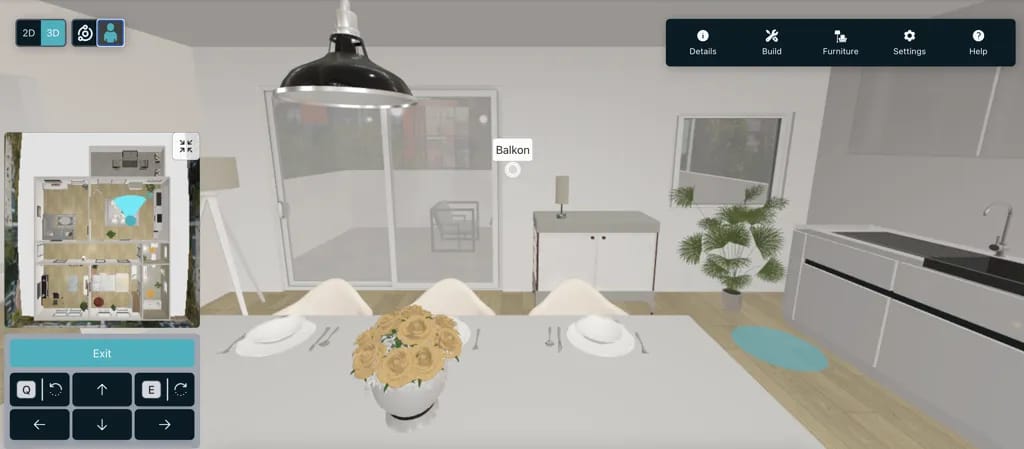 FPV-Modus des 3D-Modells mit Minimap