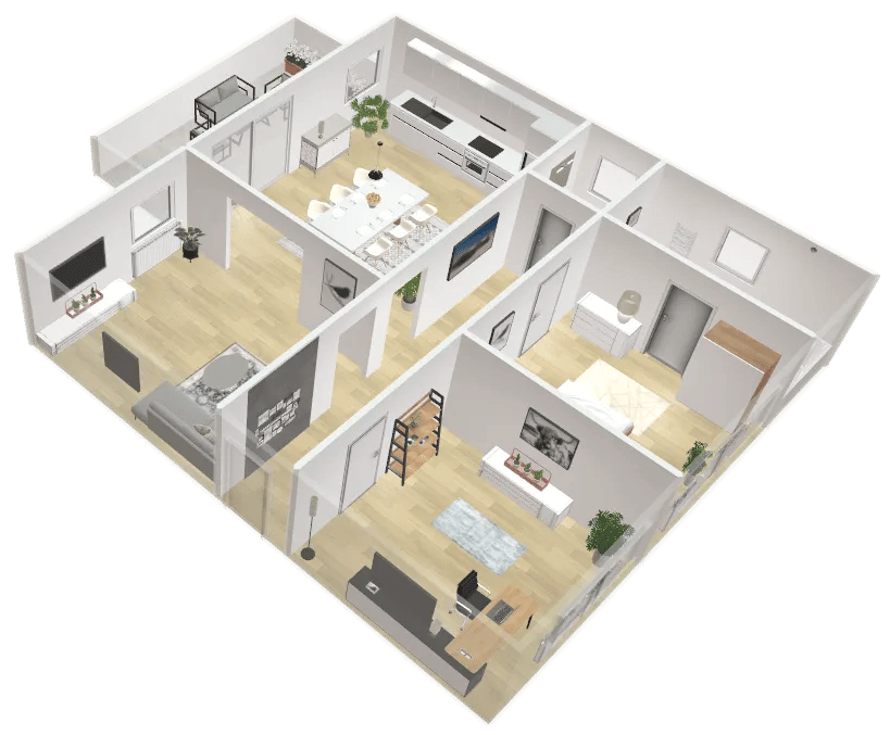 3D-Modell einer Bauträgerwohnung