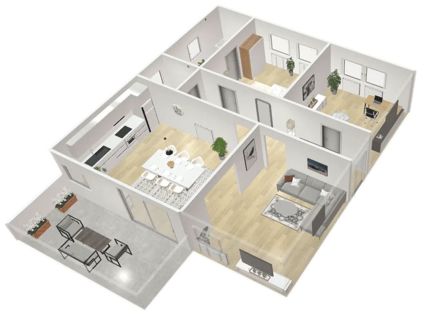 3D-Modell einer Einheit im Neubau