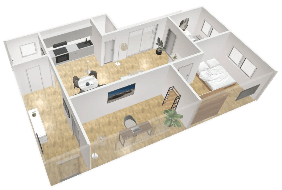 Demowohnung einer Bestandsimmobilie als 3D-Modell