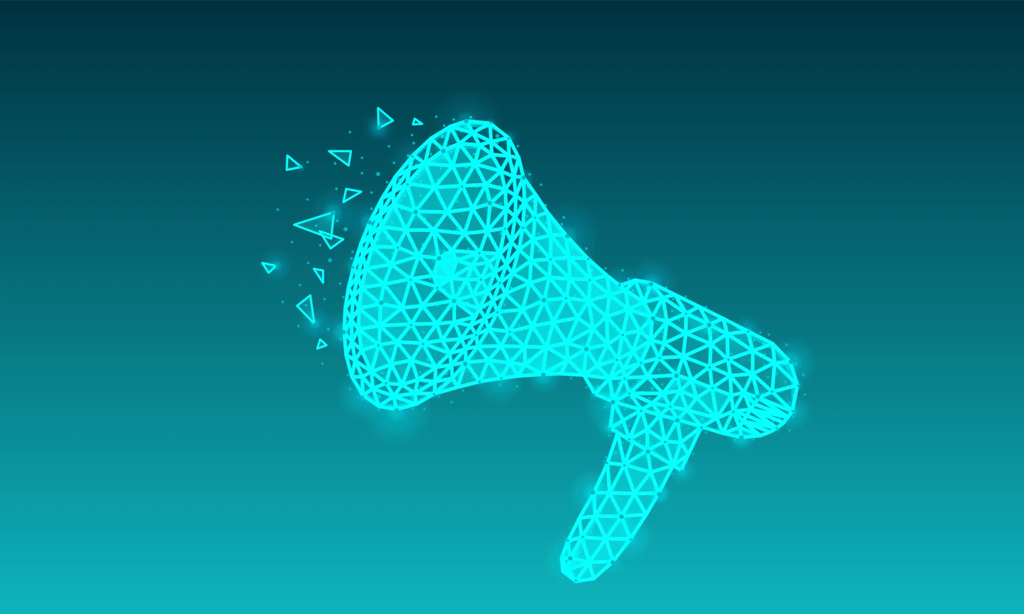 Polygon Illustration von Lautsprecher in türkis
