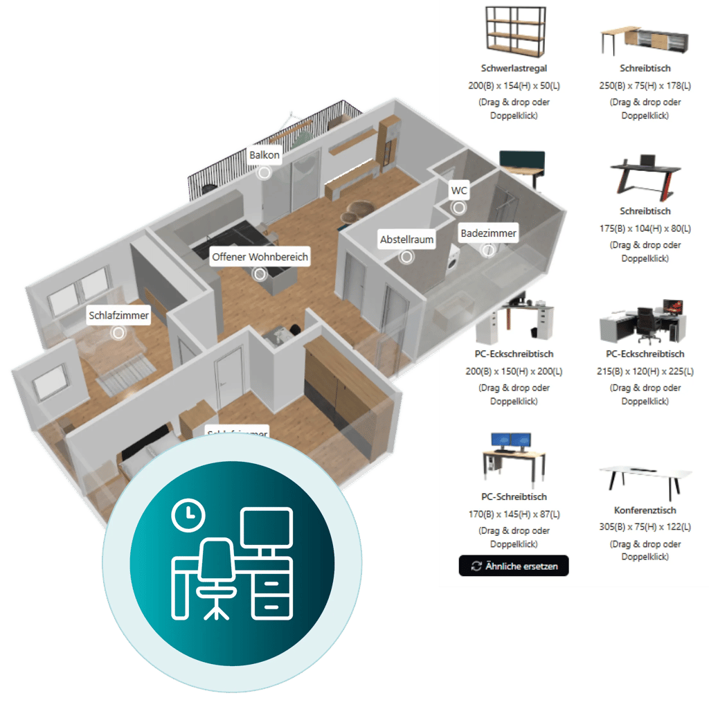Digital twin with office furniture