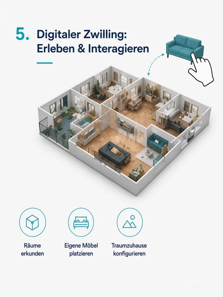 Infografik digitaler Zwilling erleben & interagieren