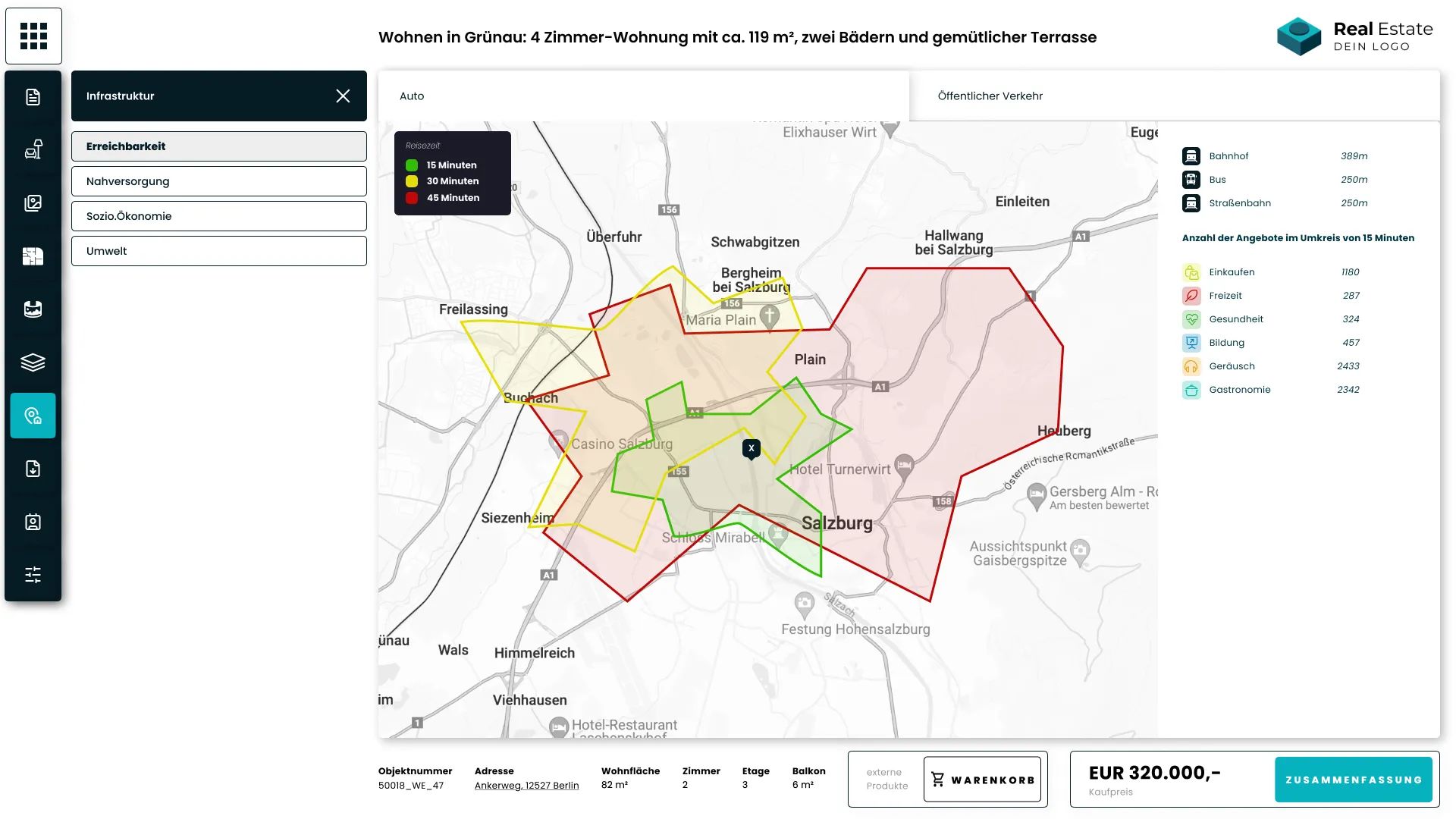 Infrastrukturdaten im Konfigurator/digitalen Exposé von Realitiq