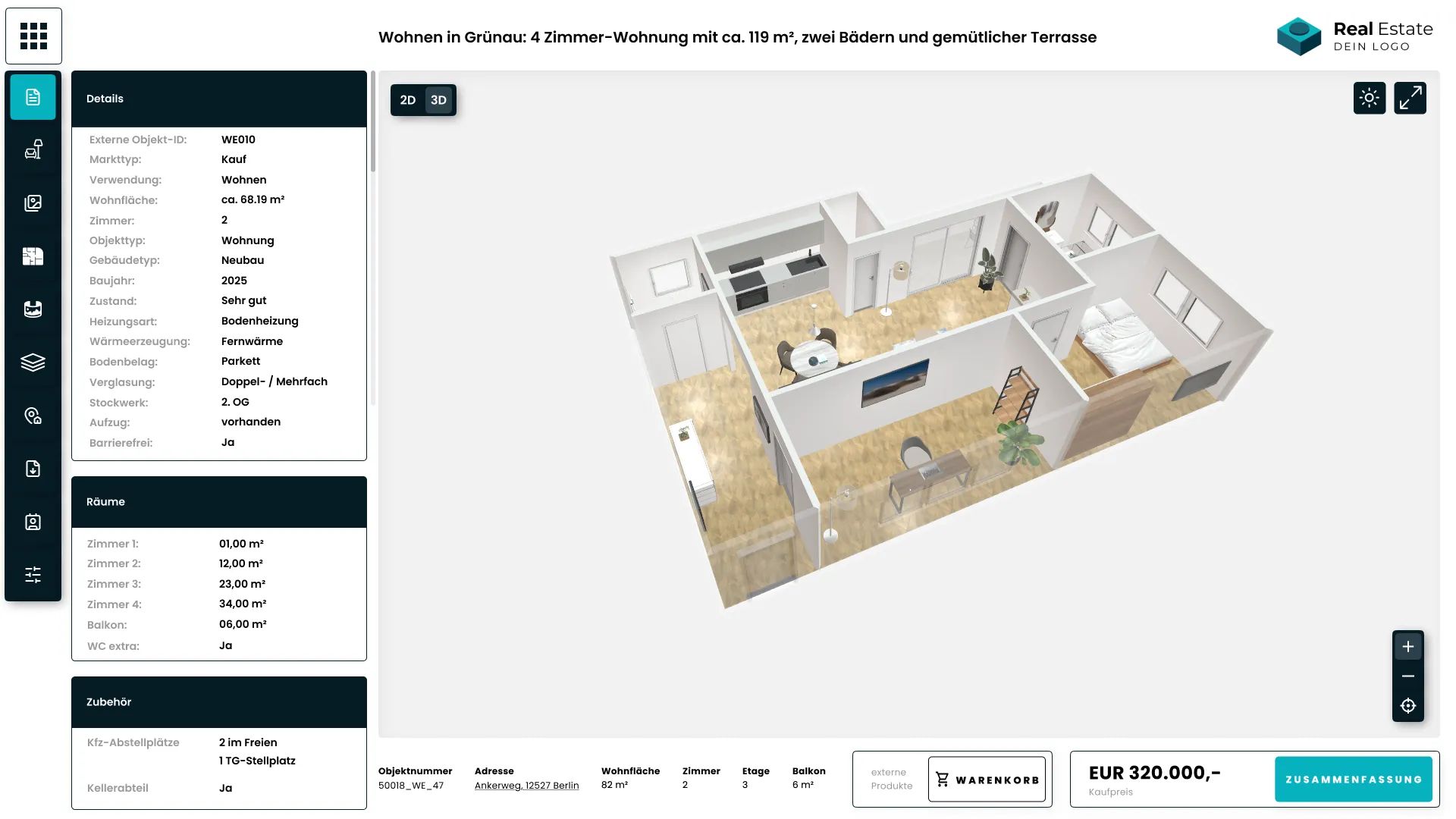 Immobiliendetails im digitalen Exposé von Realitiq