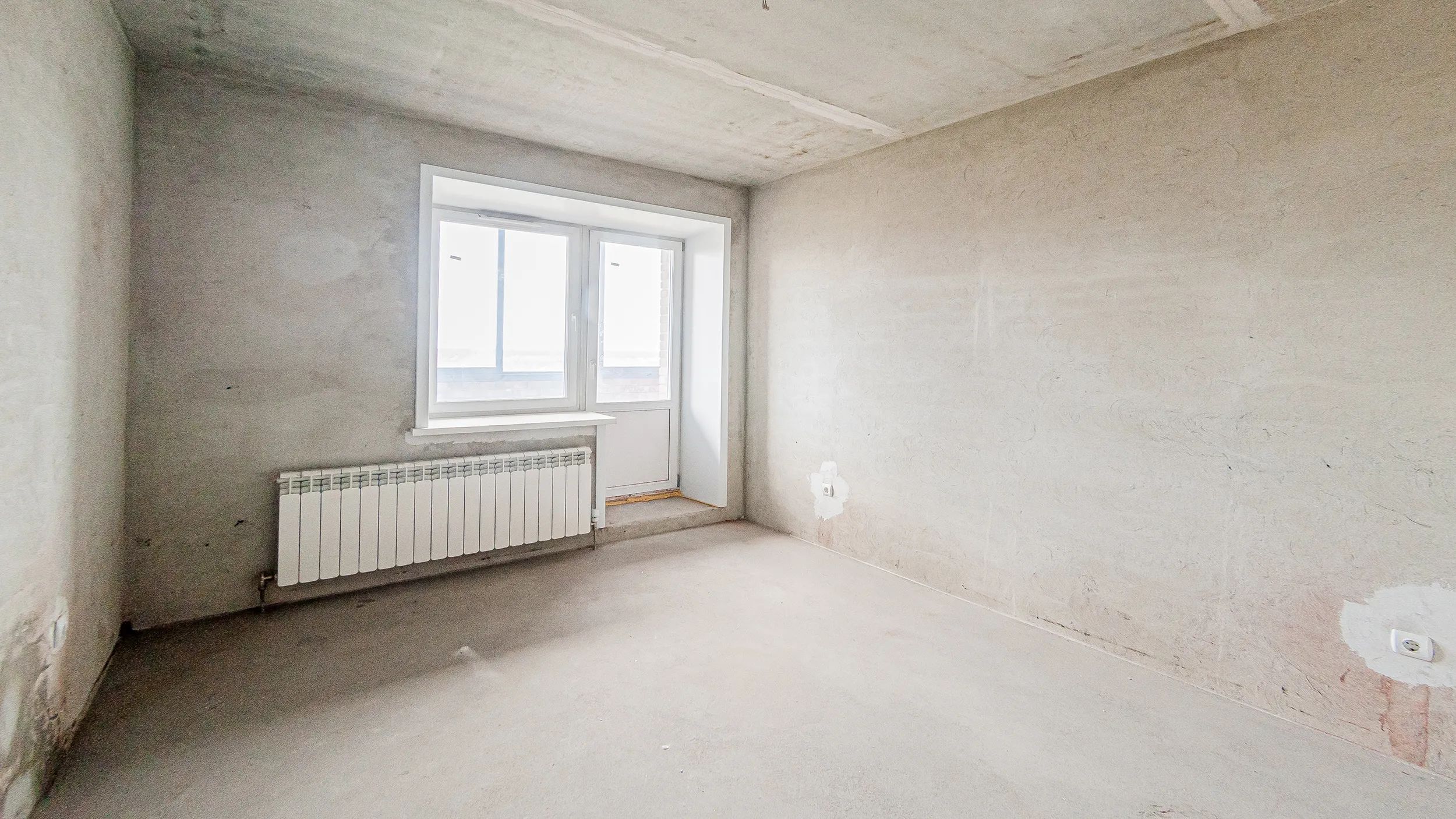interior room apartment rough repair for self-finishing. interior decoration, bare walls of the premises, stage of construction