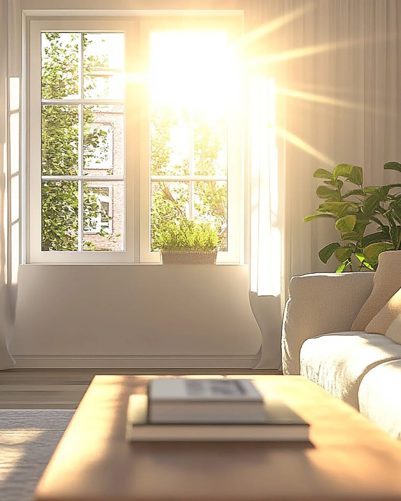 Sonne scheint in Immobilie