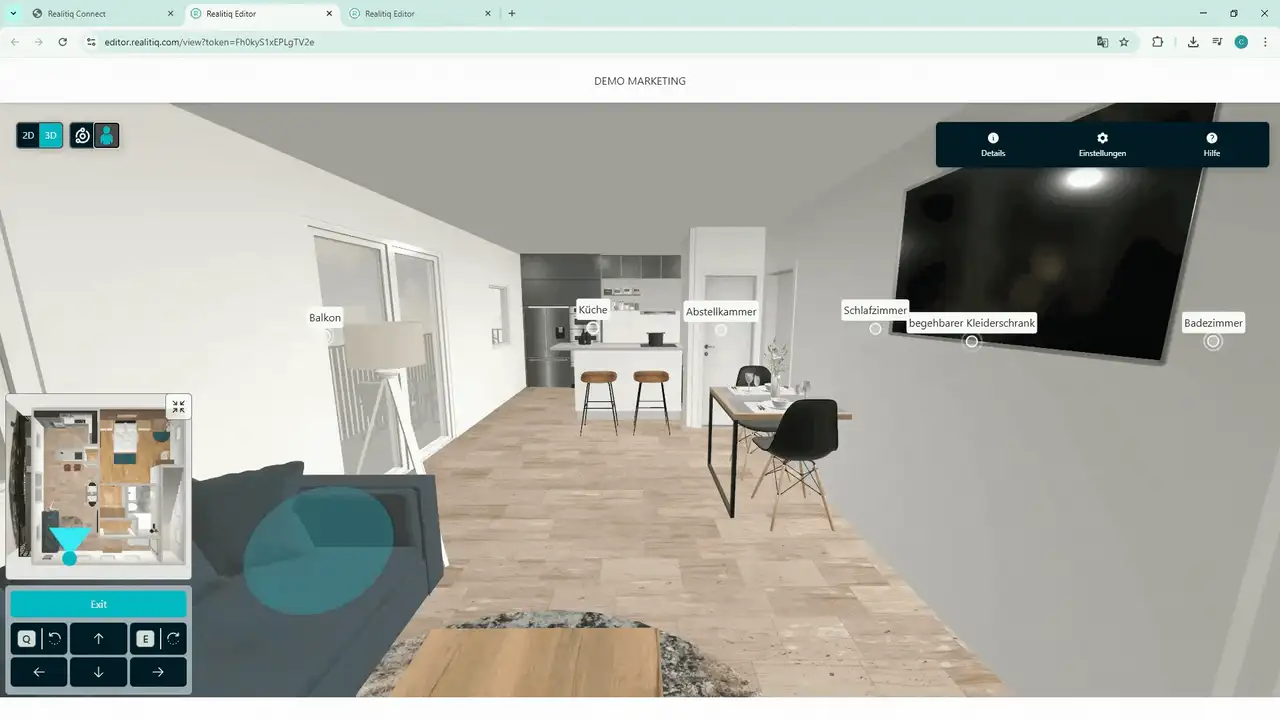First-Person-View eines 3D-Modells von Realitiq